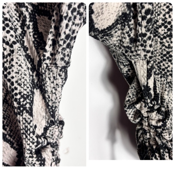 Snake Print Long Sleeve blouse with adjustable side ties cool tones - Picture 4 of 7